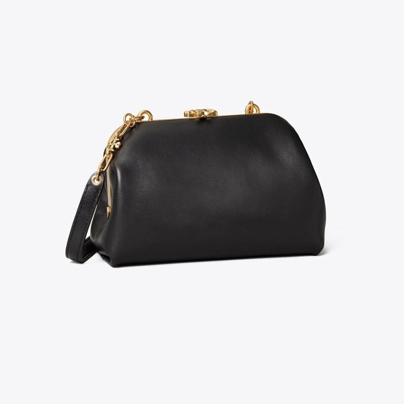 NEW Tory Burch Women's Cleo Small Leather Bag 74139-001 Black/Gold $598 MSRP - Picture 2 of 11